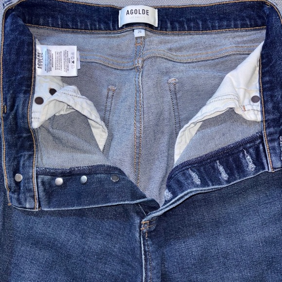 AGOLDE High Rise Riley Jeans Straight Leg Dark Wash Denim Womens Size 26 - Picture 1 of 8